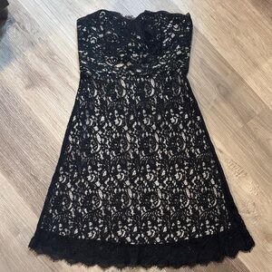 White House Black Market Strapless Black Lace Dress